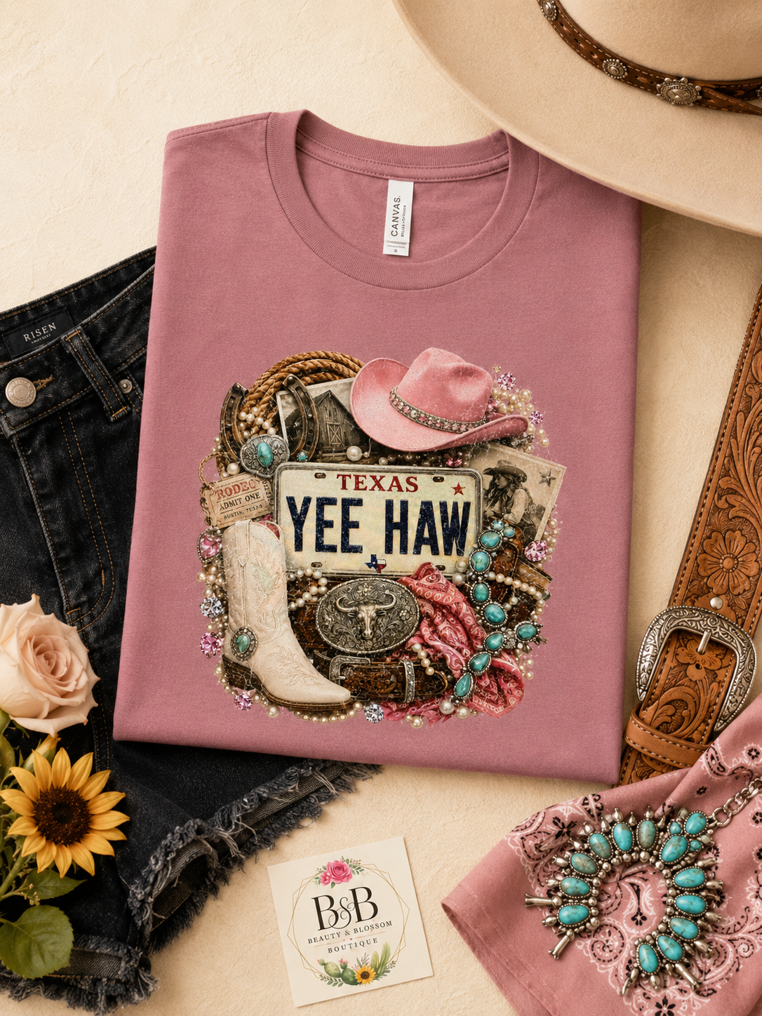 Texas Glam Yeehaw Graphic Tee - Design 44
