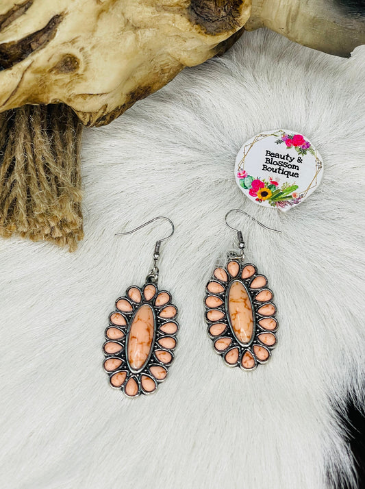 PEACH CONCHO EARRINGS