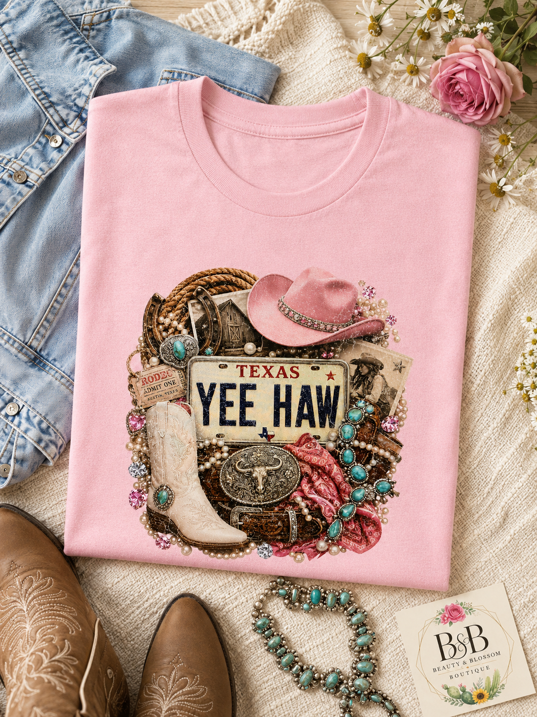 Texas Glam Yeehaw Graphic Tee - Design 44