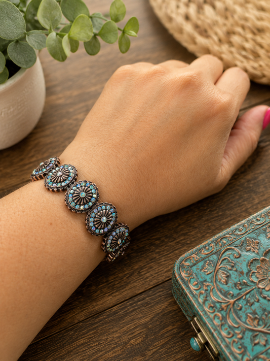 WESTERN CONCHO STRETCH BRACELET