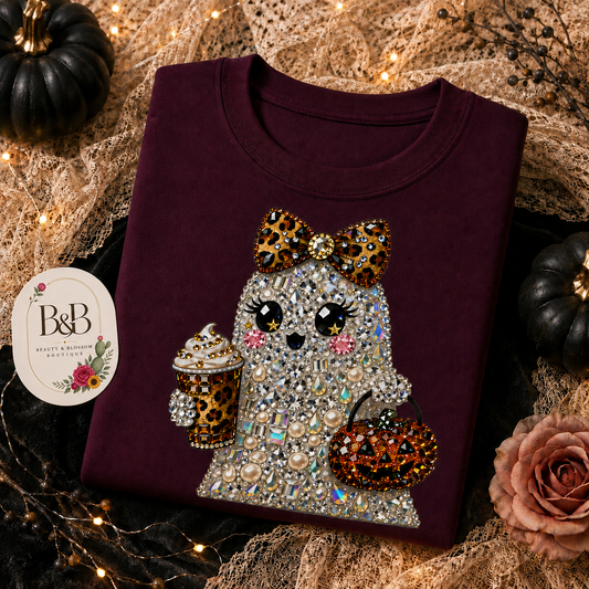 Bling Ghost Halloween Graphic Tee - Design 167