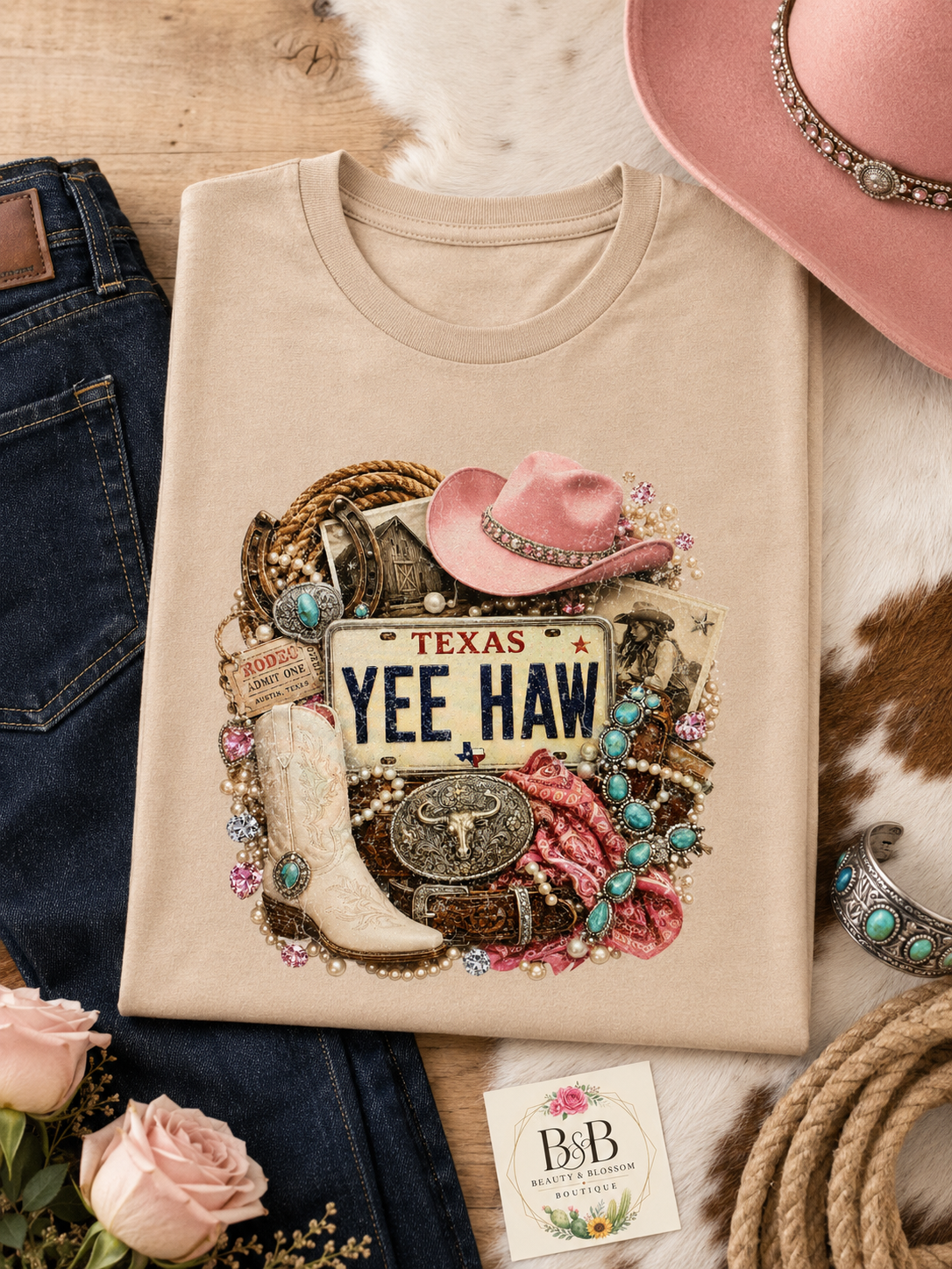 Texas Glam Yeehaw Graphic Tee - Design 44