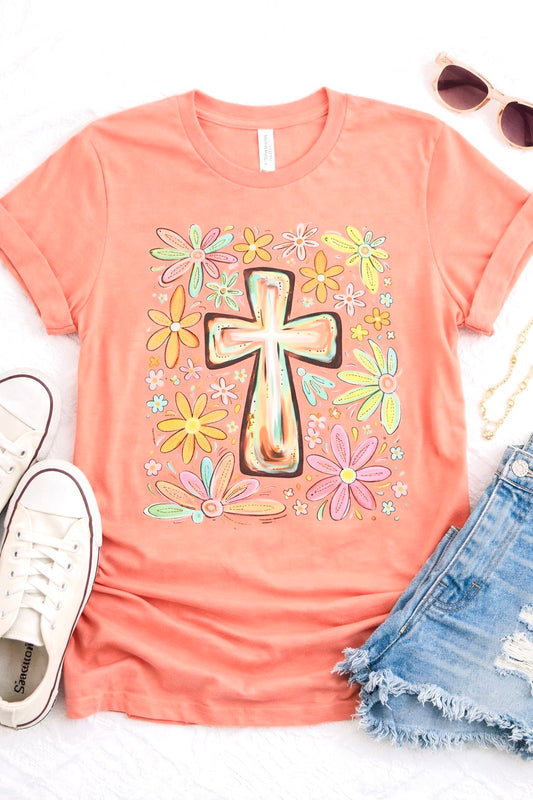 FLORAL CROSS EASTER TEE