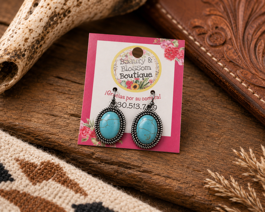 TURQUOISE OVAL DROP EARRINGS