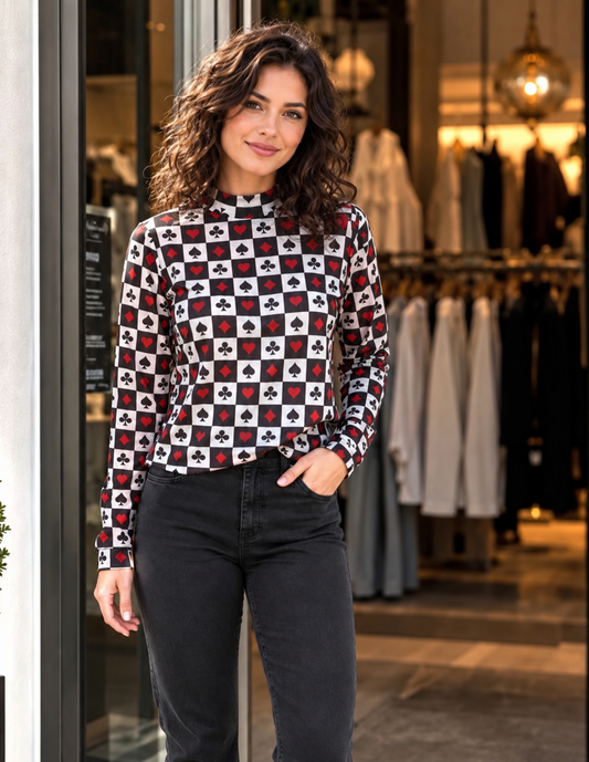 Queen of Hearts Mesh Top