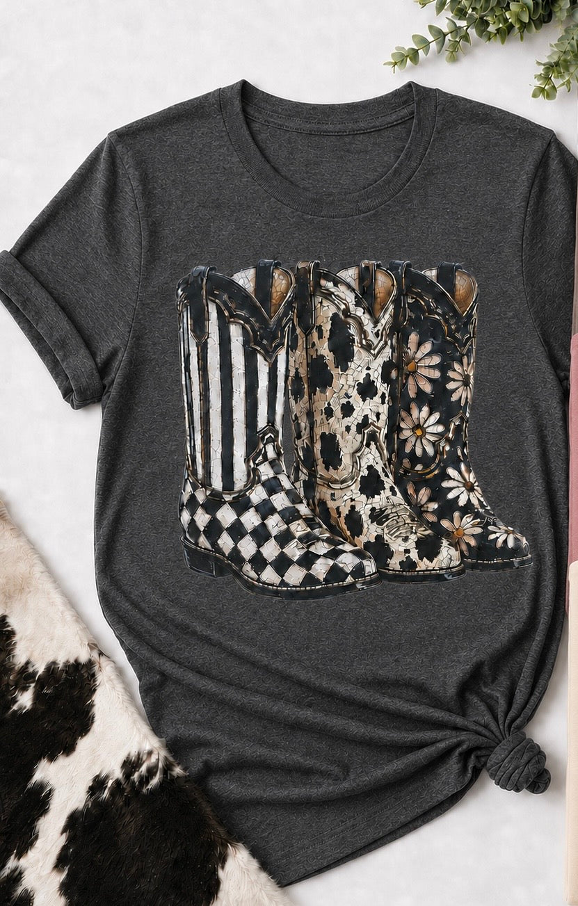 Three of a kind western boot Graphic Tee – Design 136