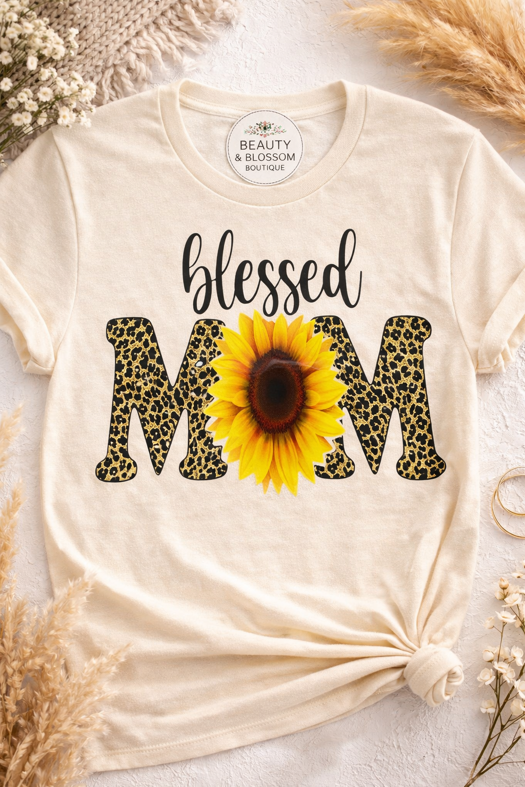 BLESSED MOM TEE/SUNFLOWER - 271