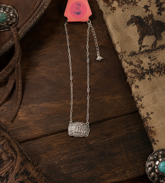 R WESTERN INITIAL BUCKLE NECKLACE (Copy)