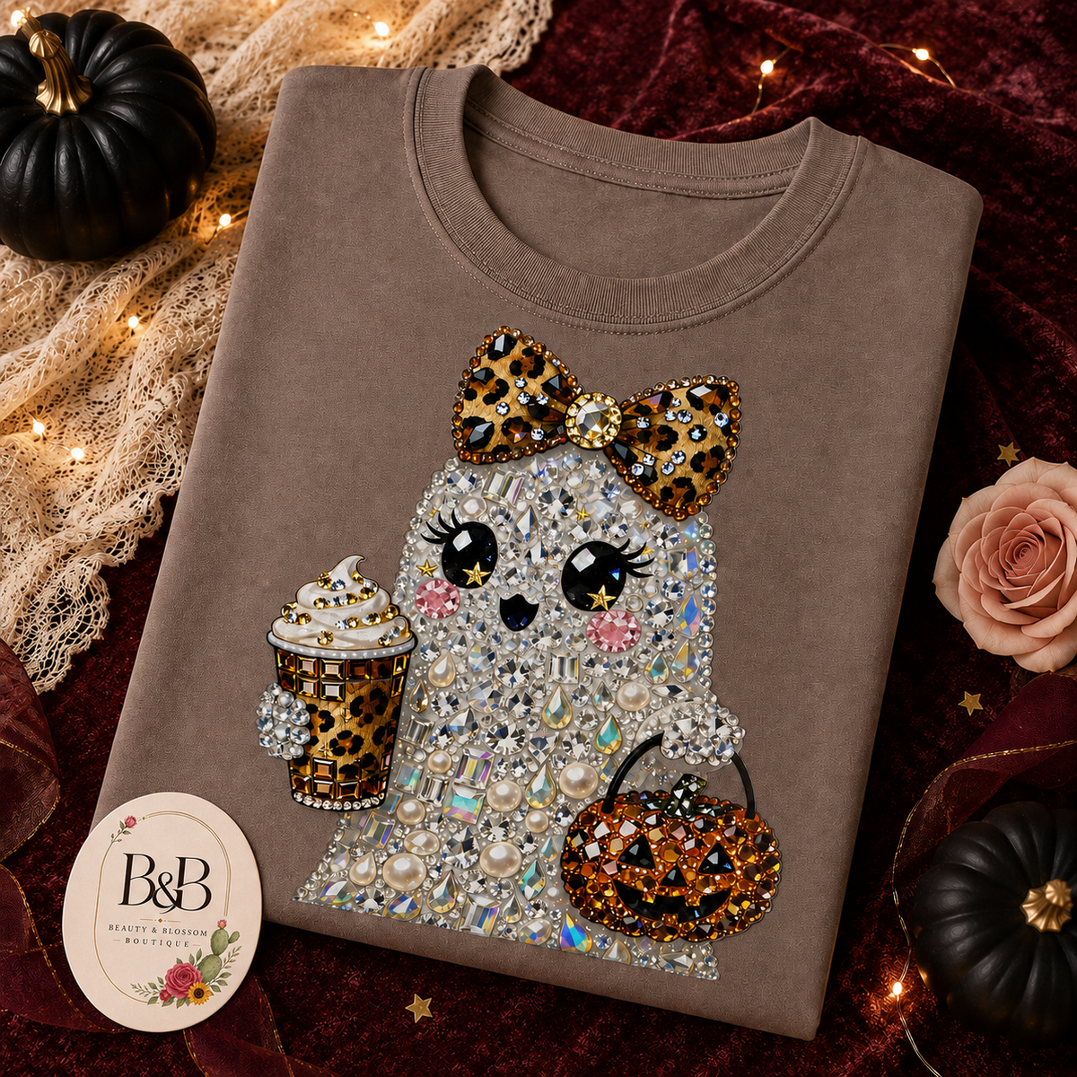 Bling Ghost Halloween Graphic Tee - Design 167