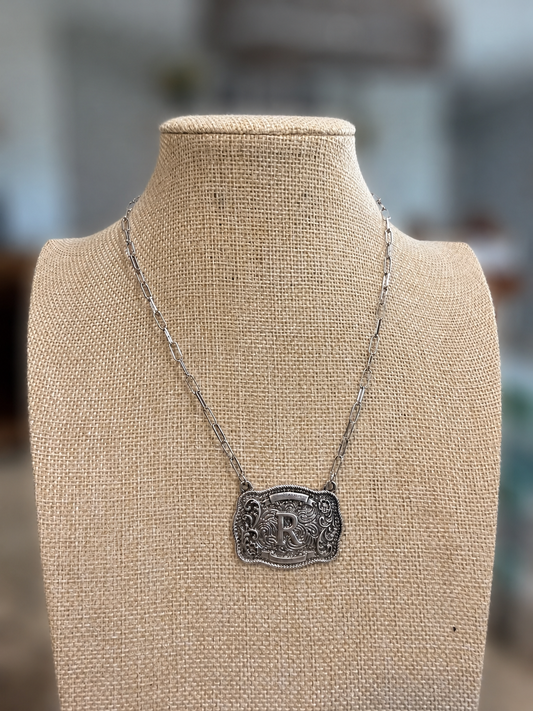 R WESTERN INITIAL BUCKLE NECKLACE (Copy)