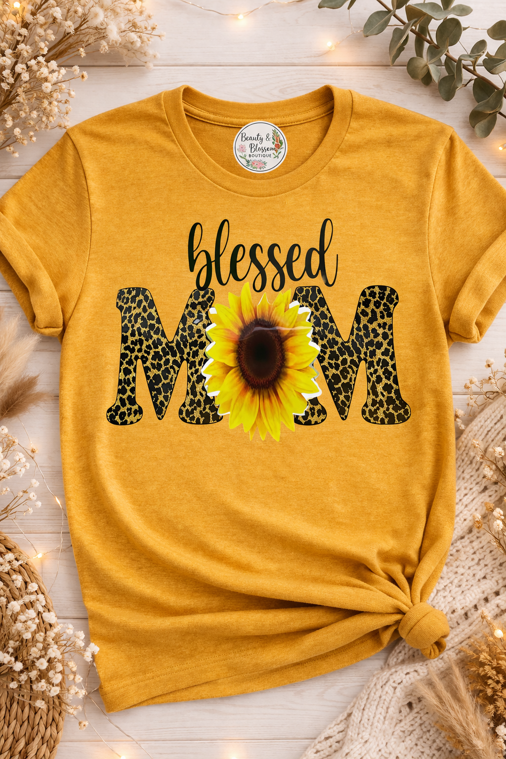BLESSED MOM TEE/SUNFLOWER - 271