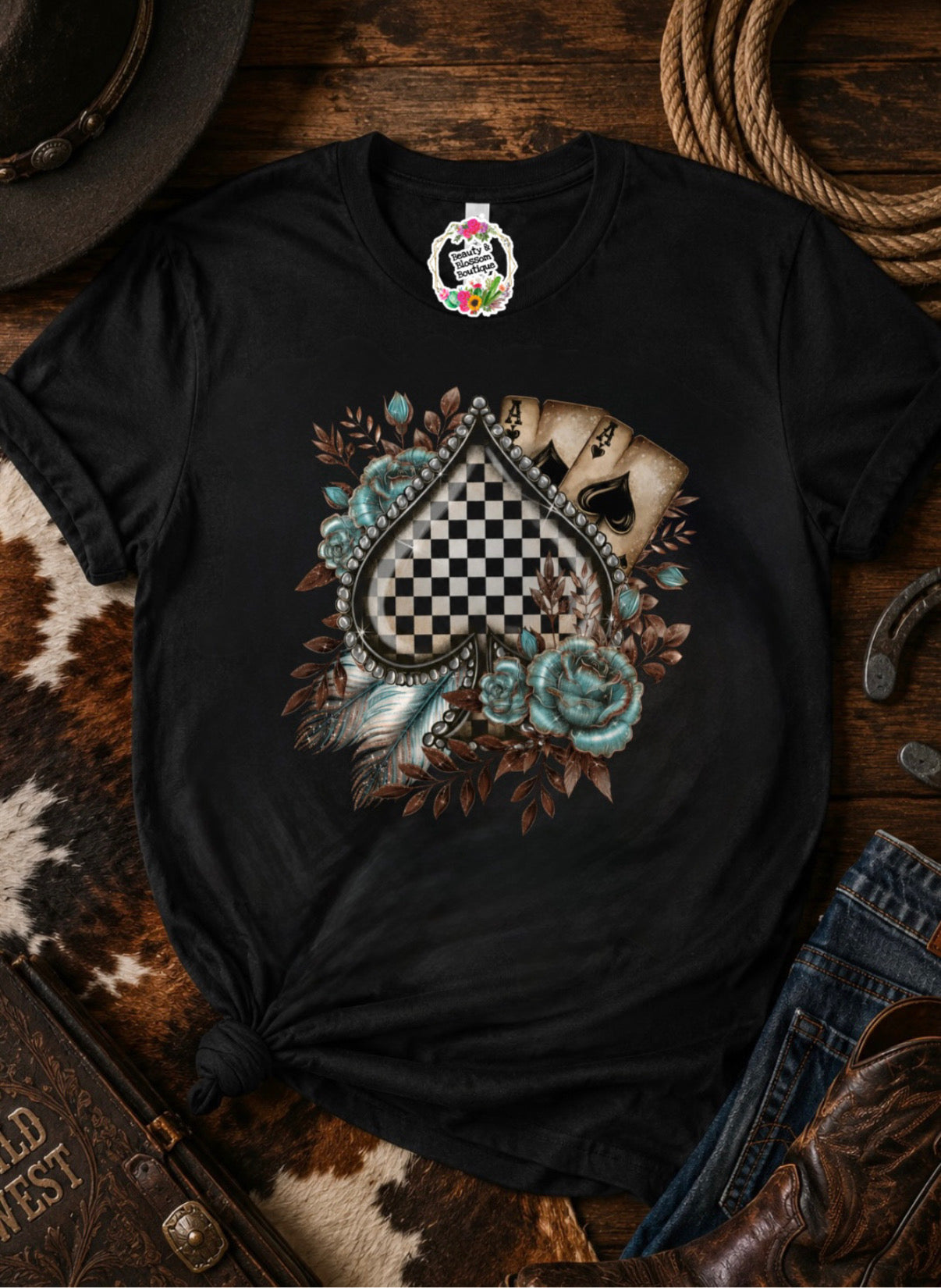 HIGH STAKES COWGIRL TEE- 135