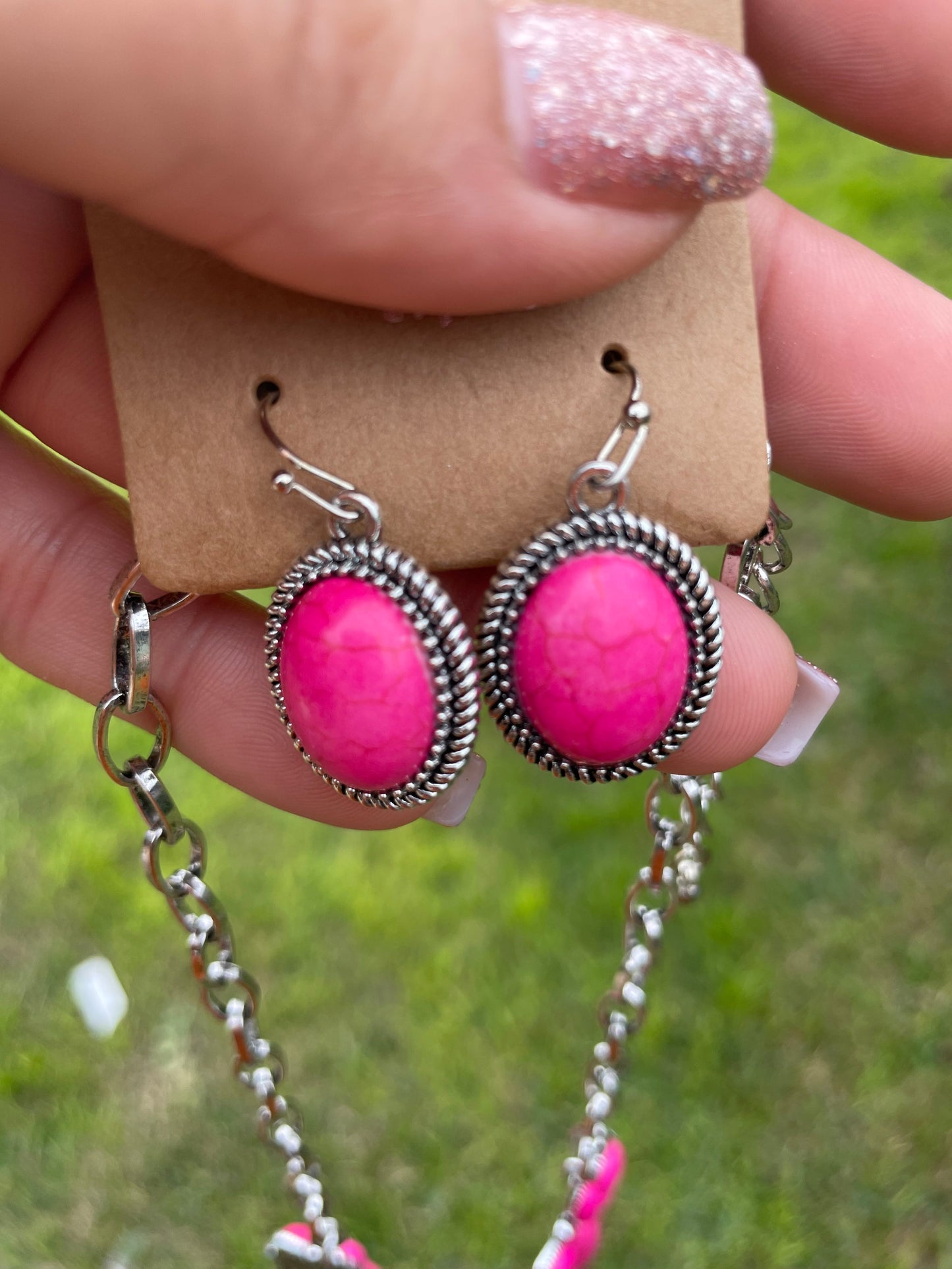 CONCHO NECKLACE SET- FUCHSIA