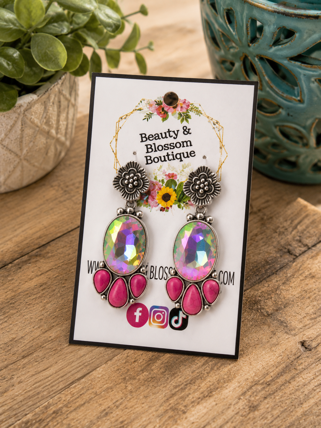 IRIDESCENT BLOOM STATEMENT EARRINGS