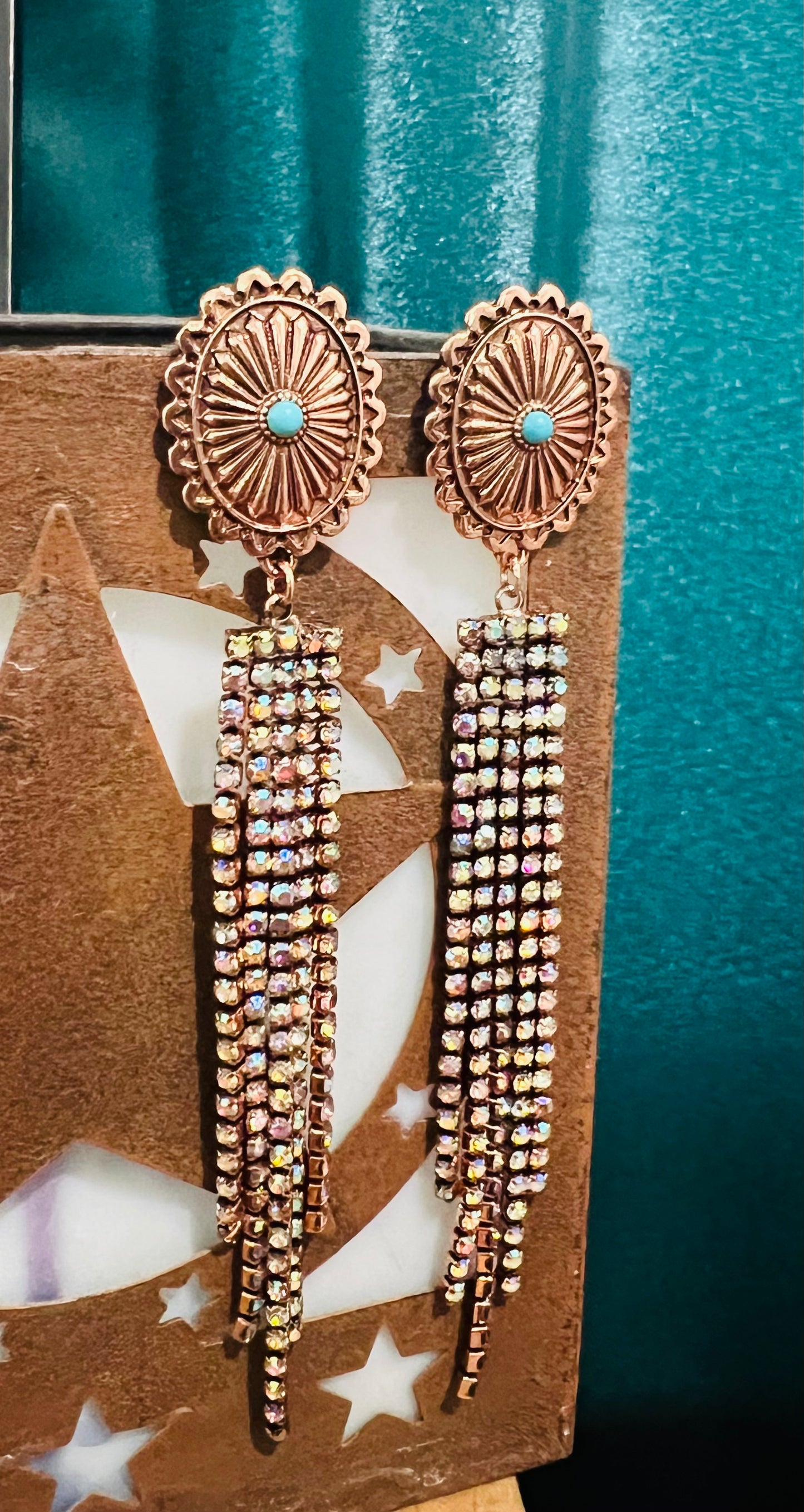 RHINESTONE RODEO EARRINGS- copper