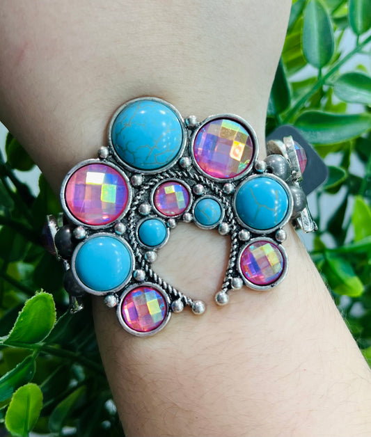 COSMIC SQUASH BLOSSOM BRACELET - TURQUOISE