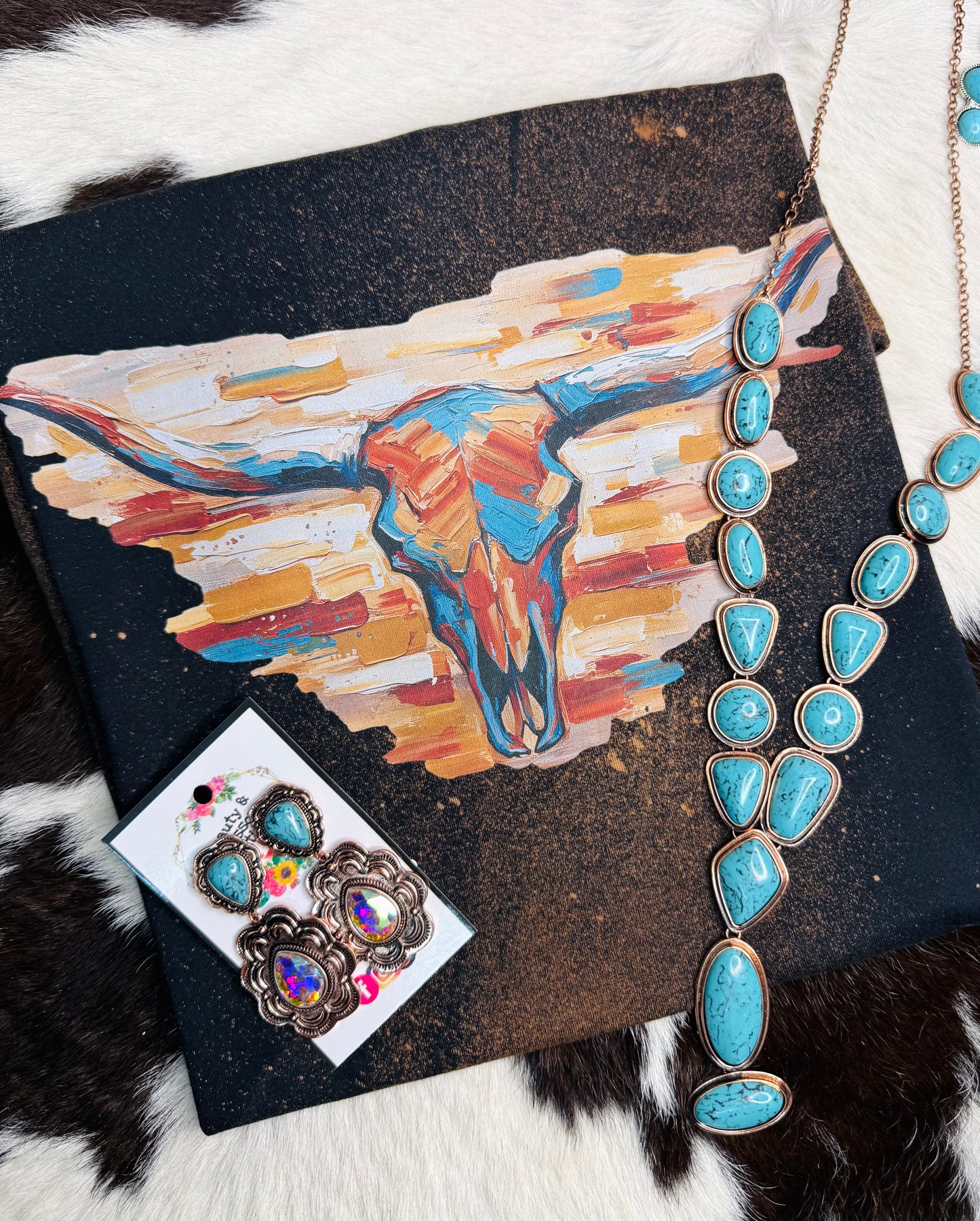 WESTERN PAINTED LONGHORN TEE- 293