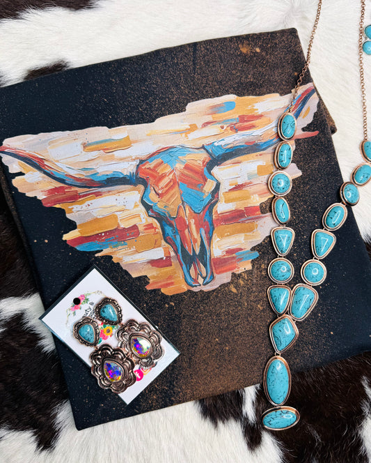 WESTERN PAINTED LONGHORN TEE- 293