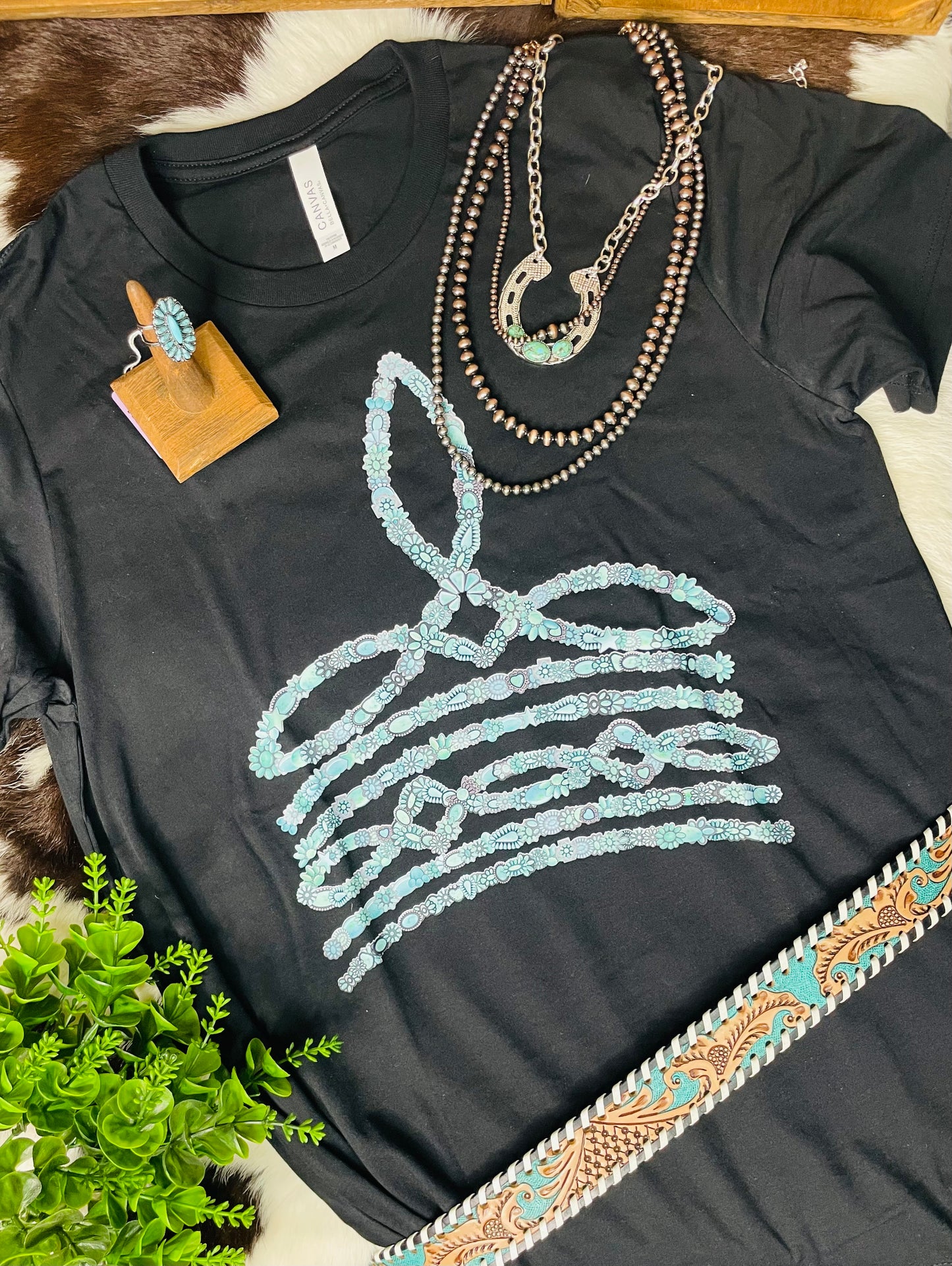 TURQUOISE BOOT STITCH TEE- 284