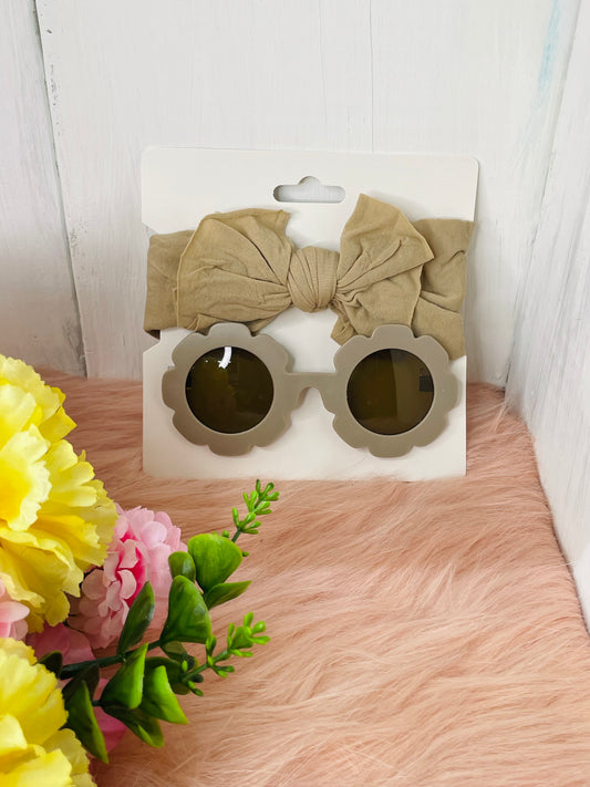 GIRLS SUNGLASSES & HEADBAND- BEIGE