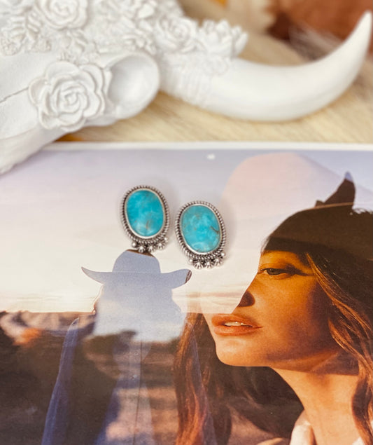 READY TO ROCK  TURQUOISE STUD EARRINGS