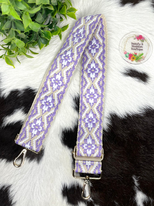 LAVENDER EMBROIDERY BAG STRAP