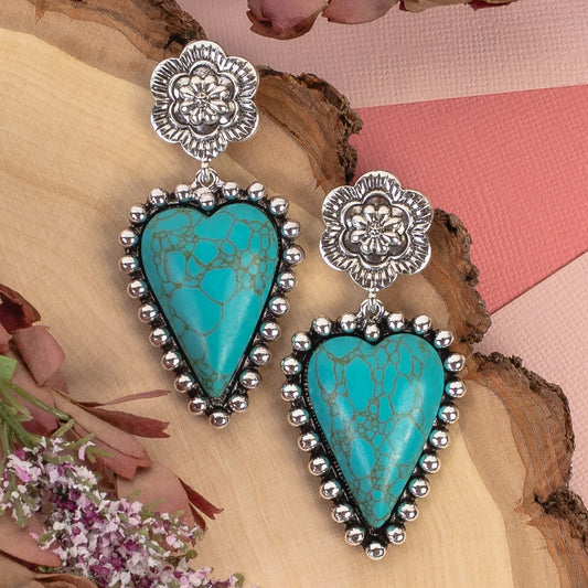 KEEPER OF THE HEART EARRINGS- Turquoise