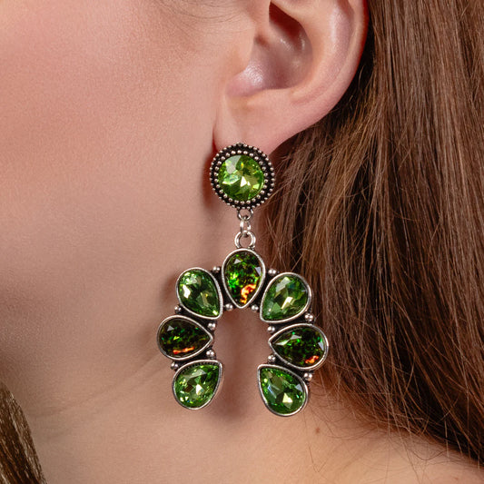 GREEN SHIMMER SIDE EARRINGS