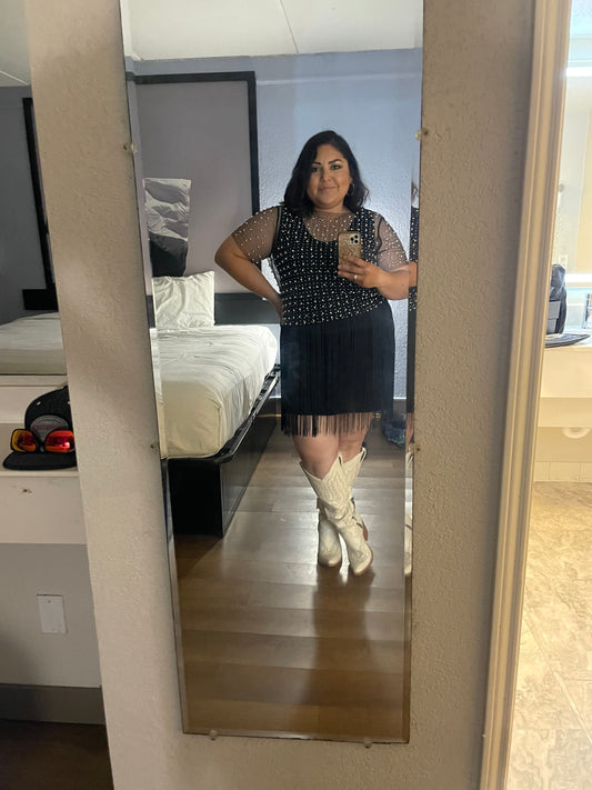 MIDNIGHT FRINGE SKIRT