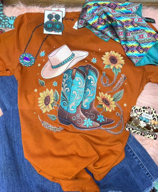 SUNFLOWER COWBOY TEE- 168