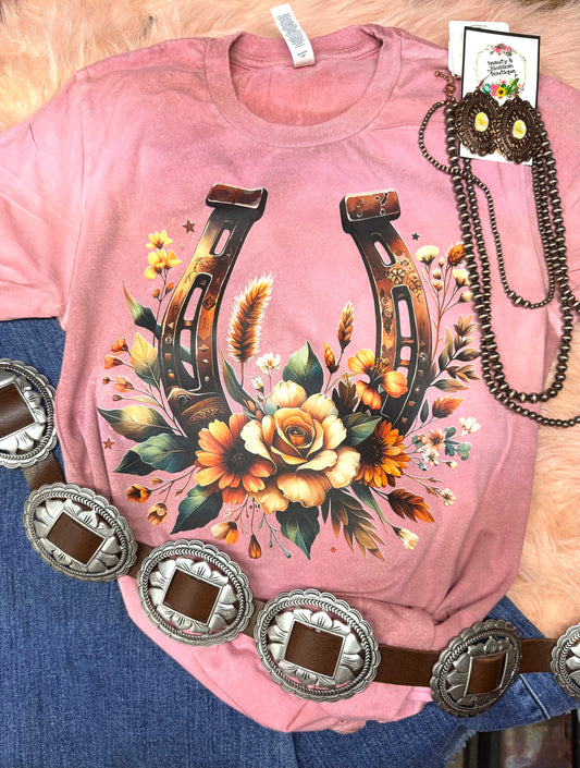 FLORAL HORSESHOE TEE- 91