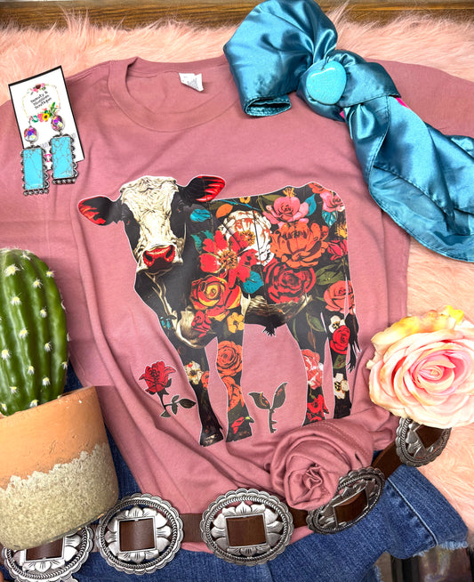 FLORAL COW TEE- 248