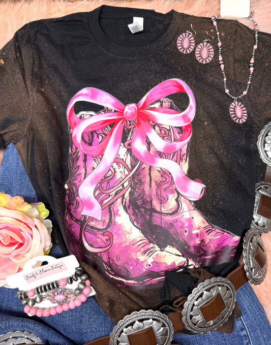 COQUETTE PINK BOOTS TEE- 70