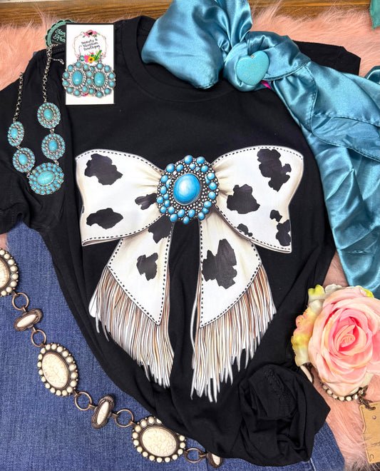 COW PRINT BOW TEE- 289