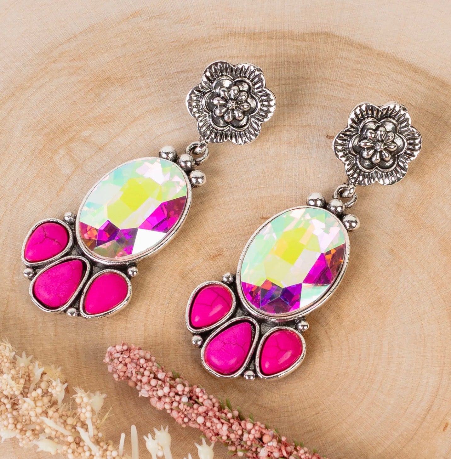 IRIDESCENT BLOOM STATEMENT EARRINGS