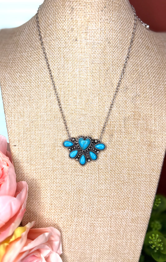 GIRLS LOVE IS IN THE AIR NECKLACE- TURQ