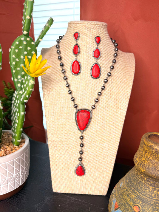 RED STONE NECKLACE SET