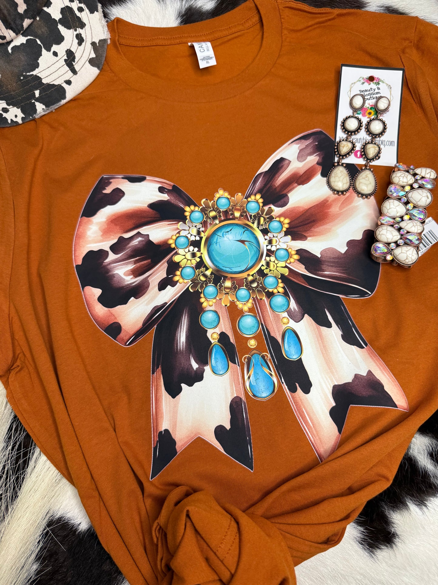 COWHIDE BOW TEE- 290