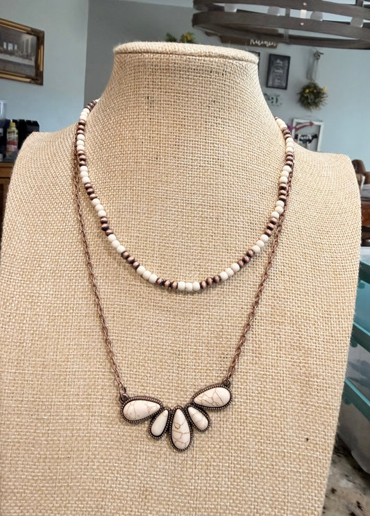 WESTERN IVORY STONE LAYERED NECKLACE