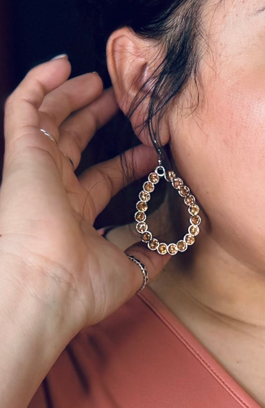Rhinestone Hoop Earrings ROSE GOLD
