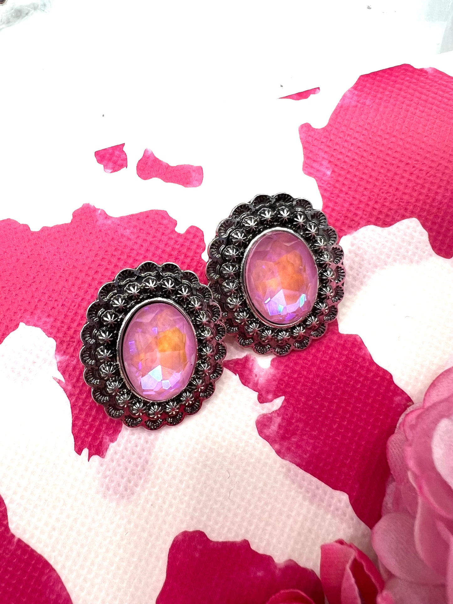 OPAL CONCHO EARRINGS- pink