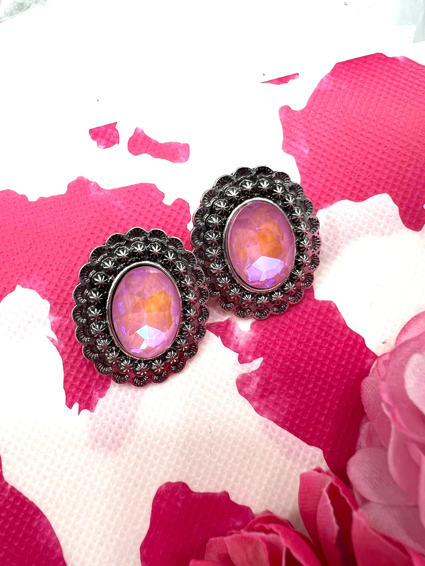 OPAL CONCHO EARRINGS- pink