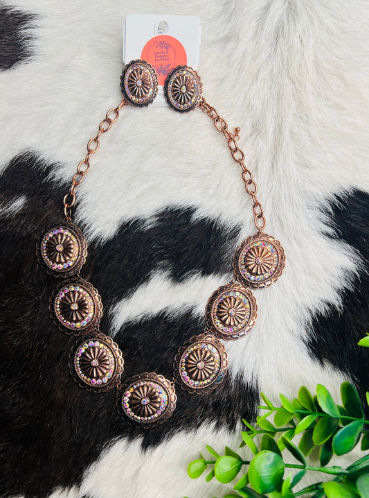 CONCHO QUEEN NECKLACE SET/ copper