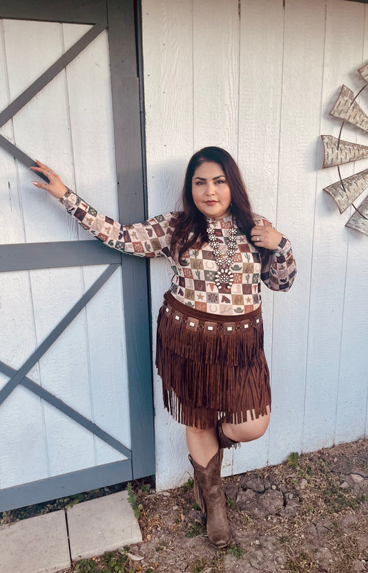 NO SECOND THOUGHTS FRINGE SKIRT