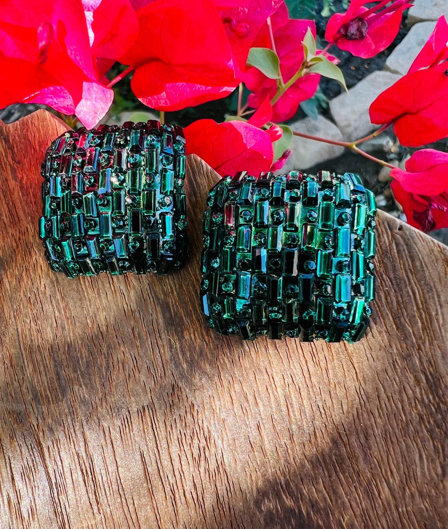 EMERALD BLING POST EARRINGS