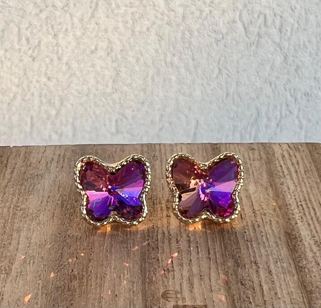 PURPLE BUTTERFLY STUD EARRINGS