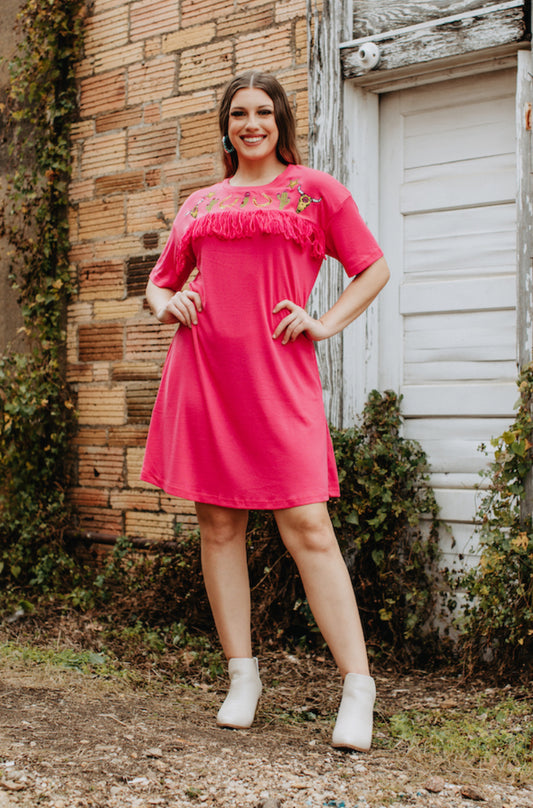 FUSCHIA DRESS W/ POCKETS