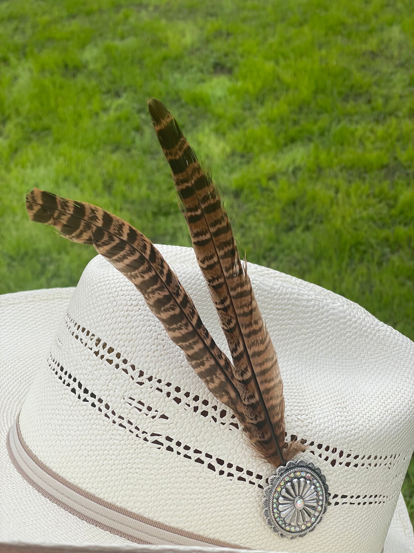 Feather w/Concho Hat Pin- silver