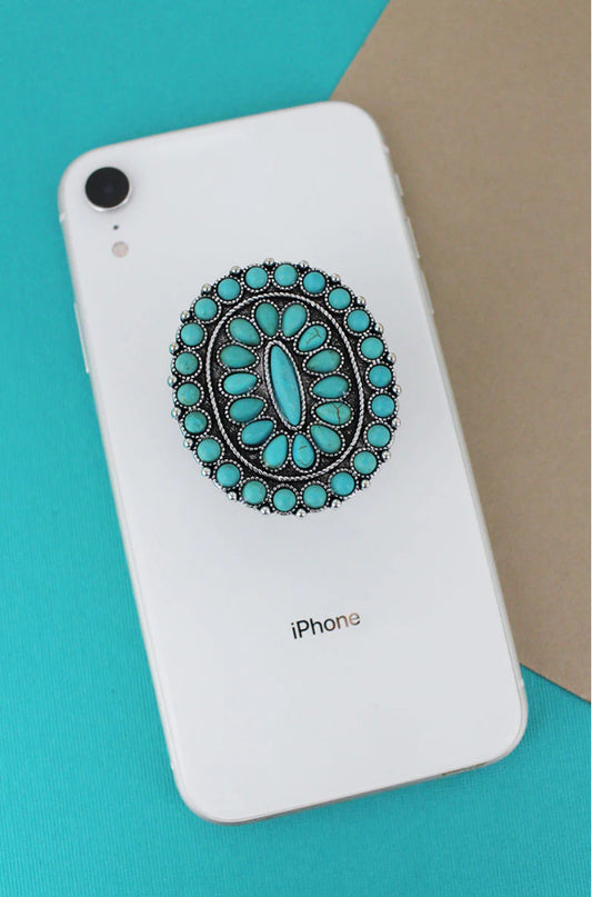 TURQUOISE STONE OVAL PHONE GRIP