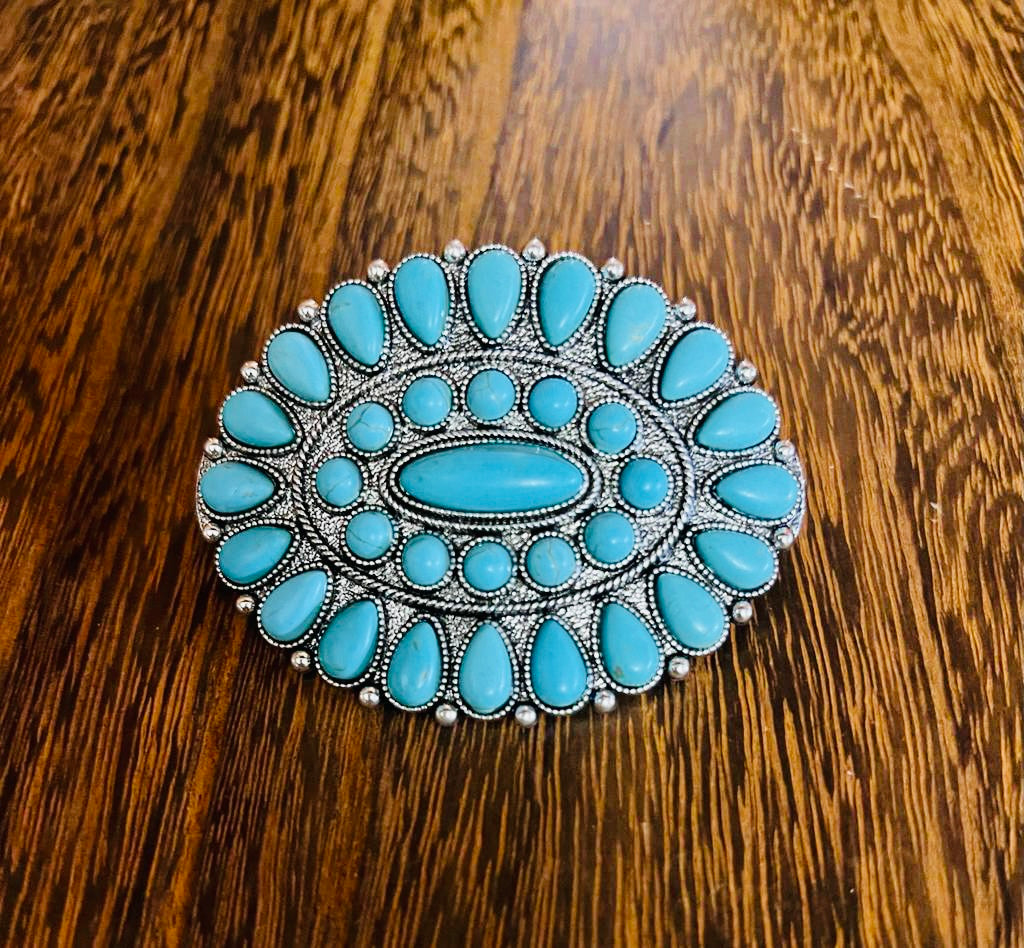 WESTERN STONE HAIR BARRETTE - TURQUOISE